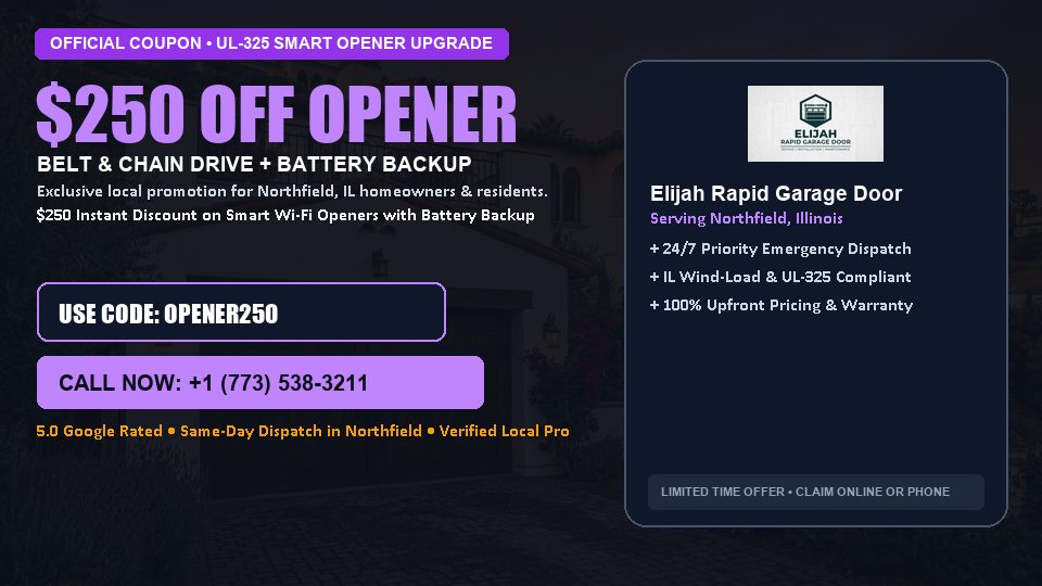 Elijah Rapid Garage Door $250 OFF Premium LiftMaster Opener Installation in Northfield, IL